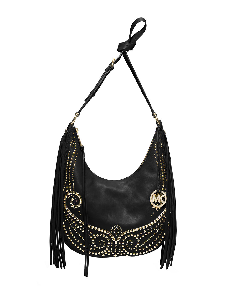 black studded slouch bag