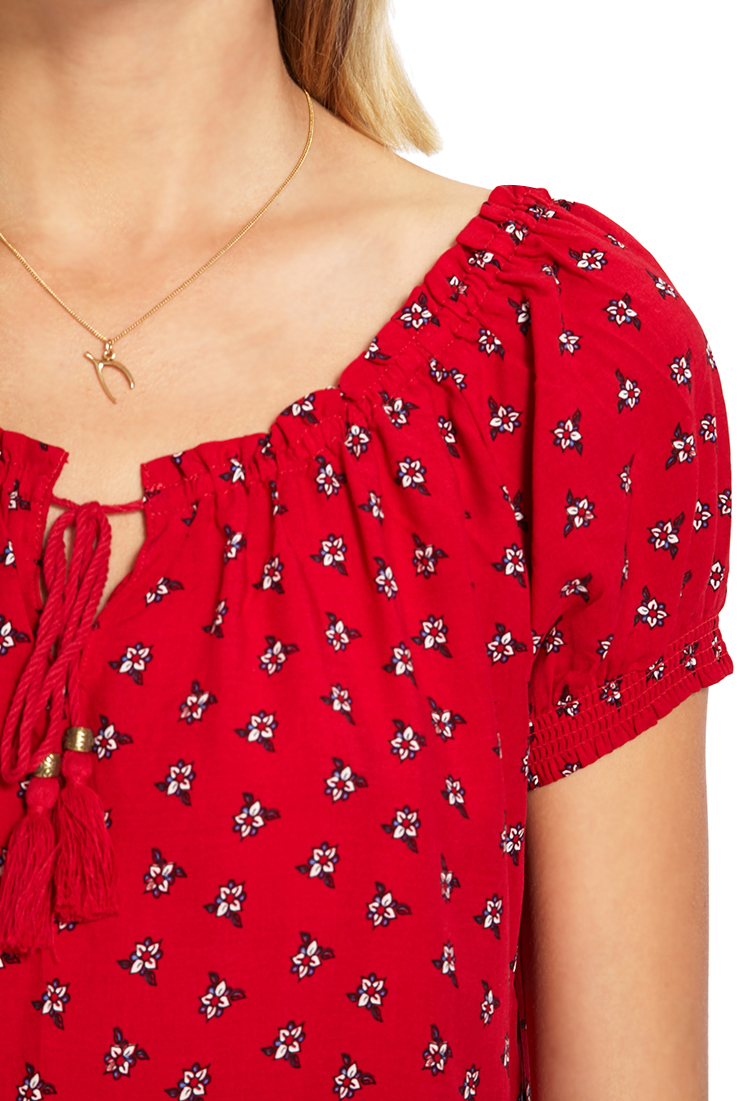 Lyst Forever 21 Floral Peasant Top in Red