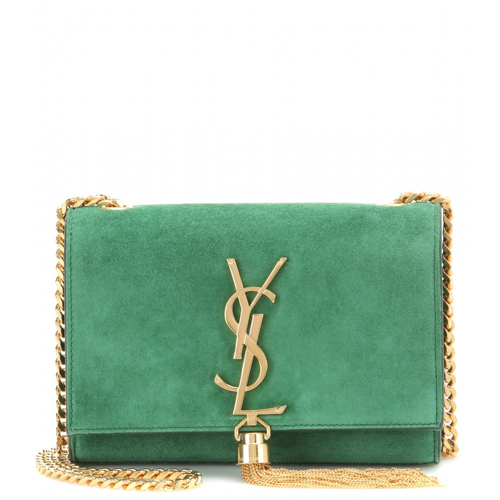 Saint Laurent Classic Monogram Suede Shoulder Bag in Gold (Metallic) Lyst