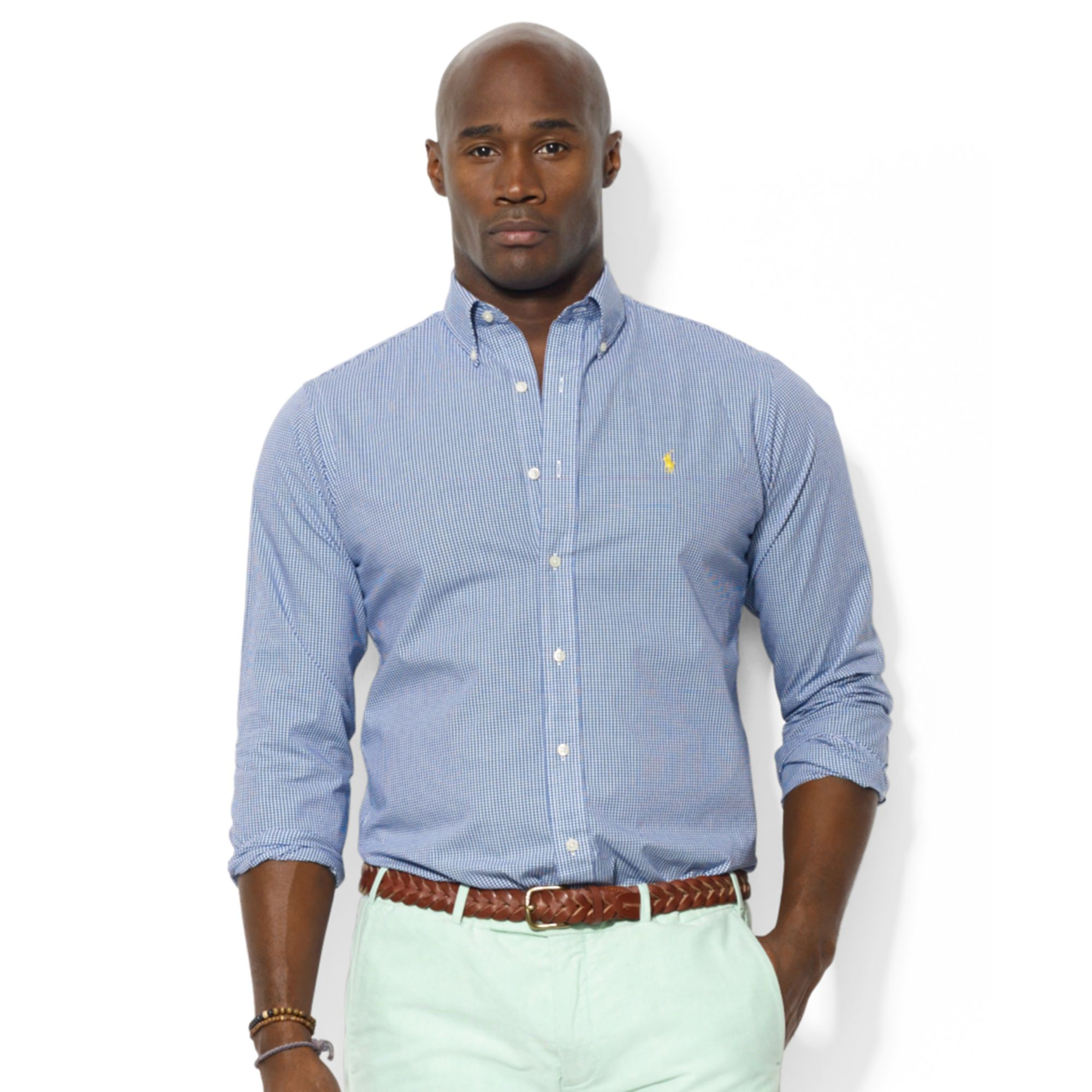 Ralph Lauren Polo Big and Tall Gingham Checked Poplin Shirt in Blue for ...