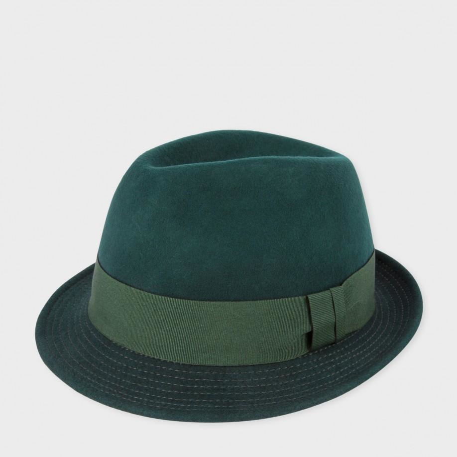 green trilby hat