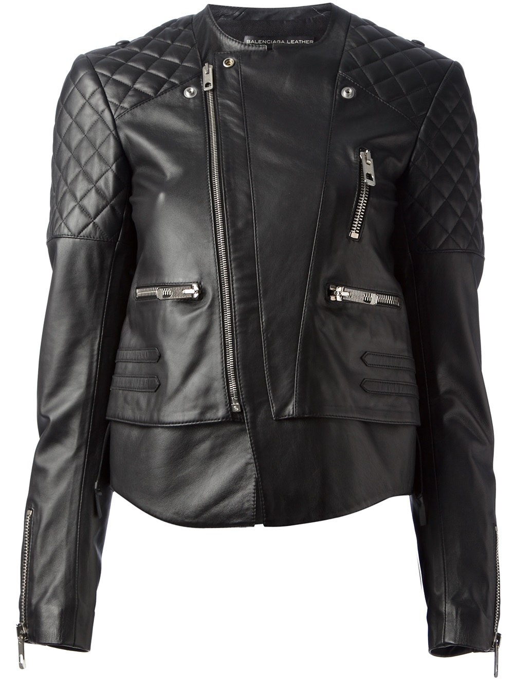 balenciaga black leather motorcycle jacket