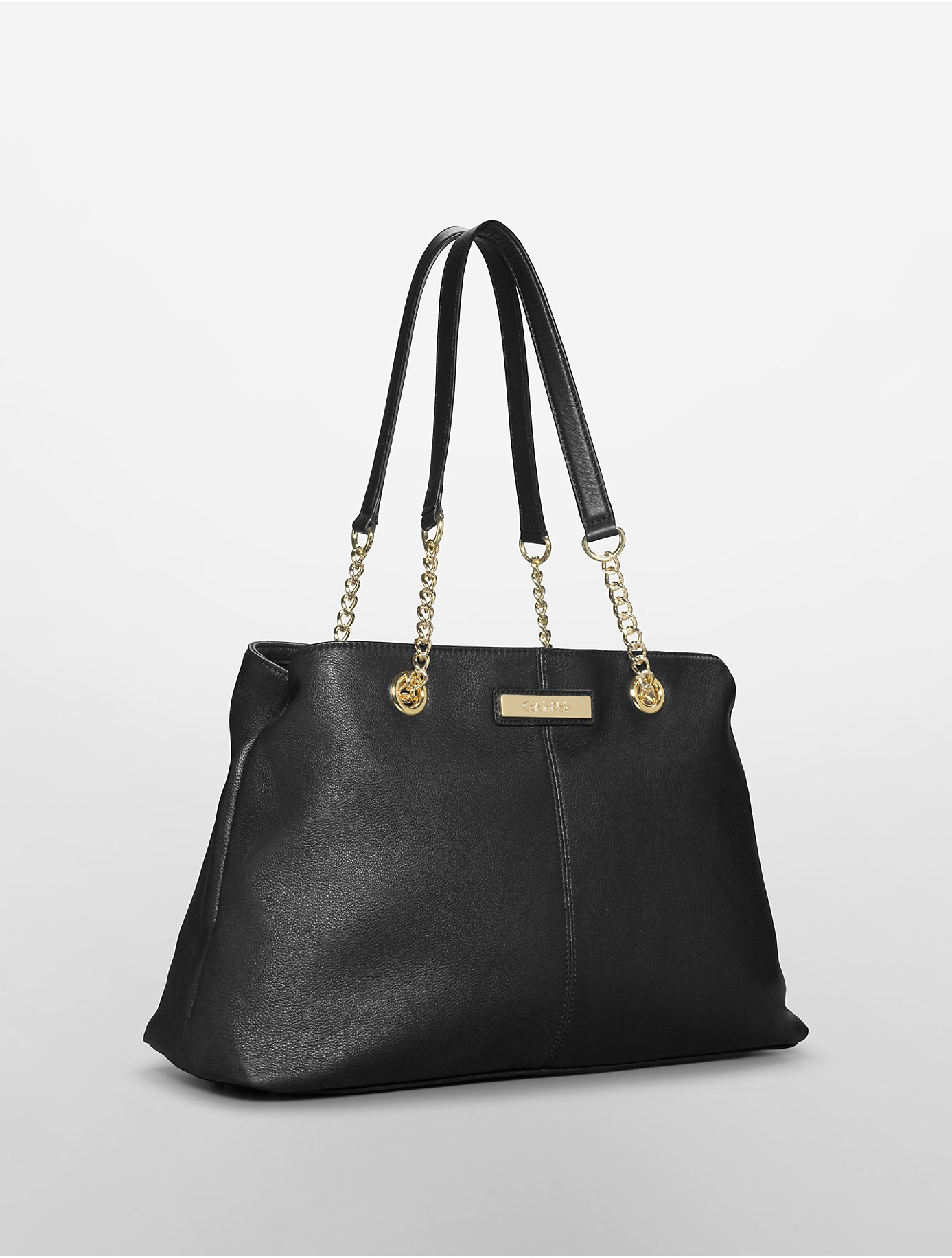 Lyst Calvin Klein Chain Detail Leather Capacity Tote in Black