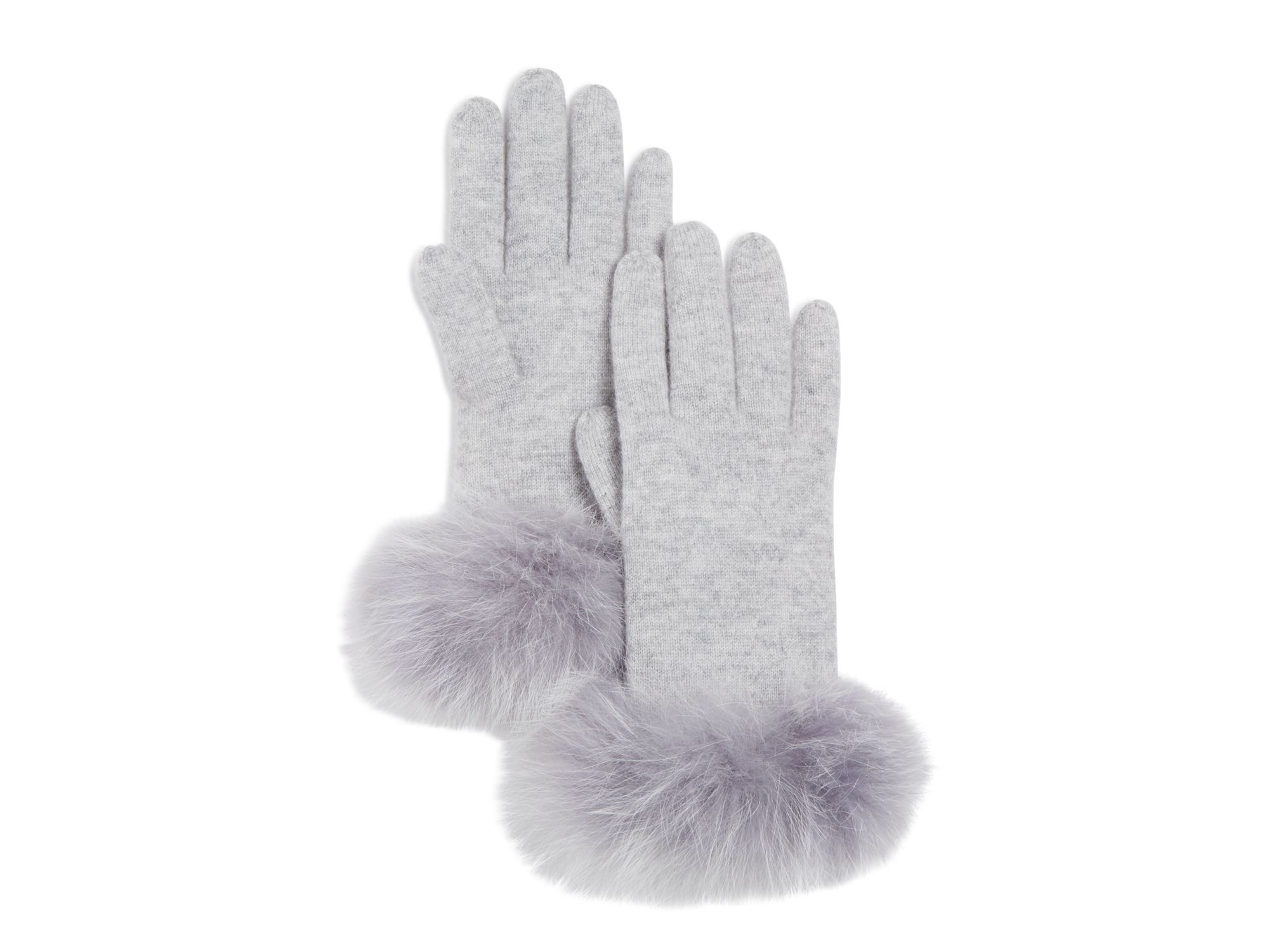 grey fur trim gloves