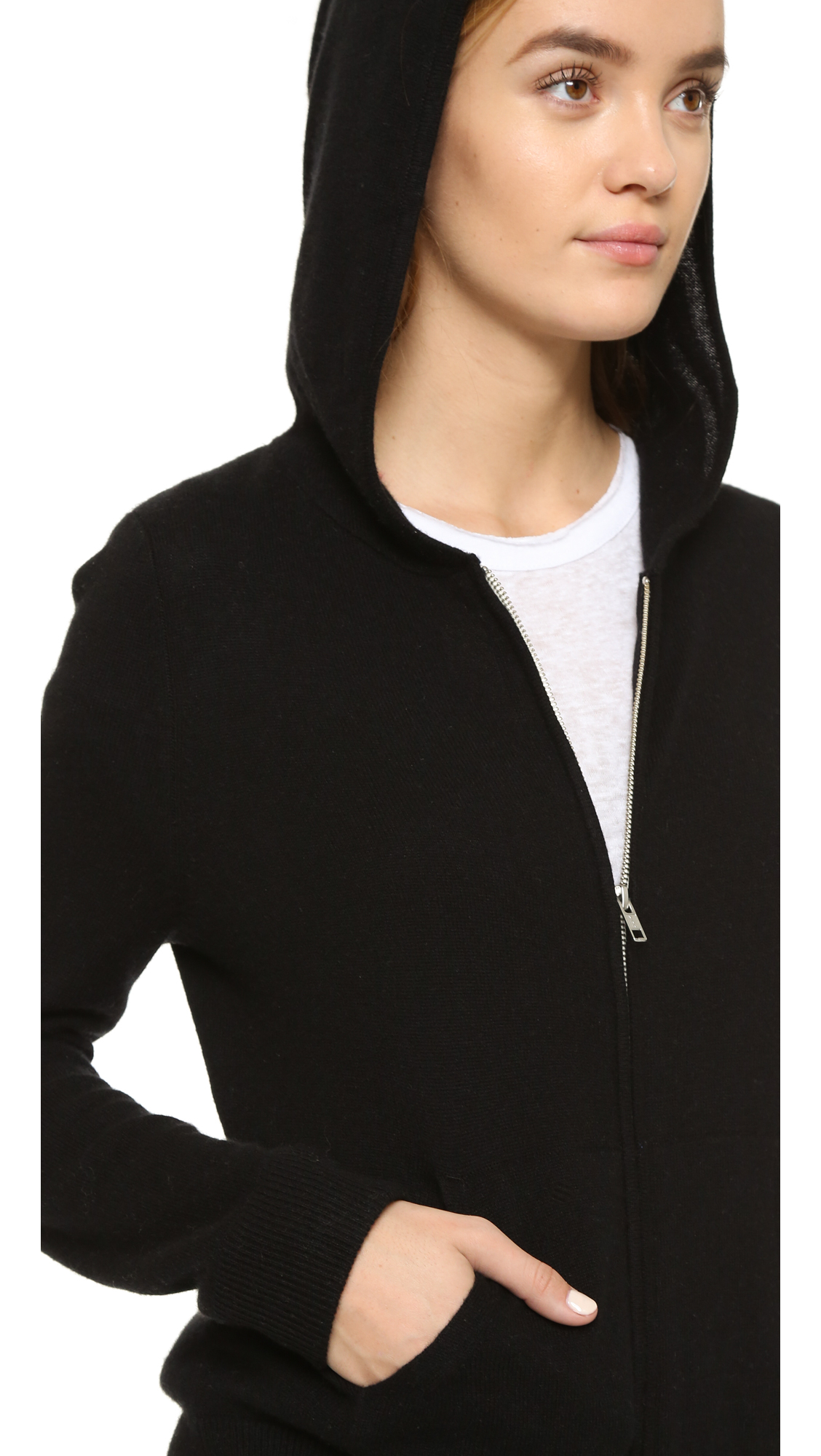 black cashmere zip up hoodie