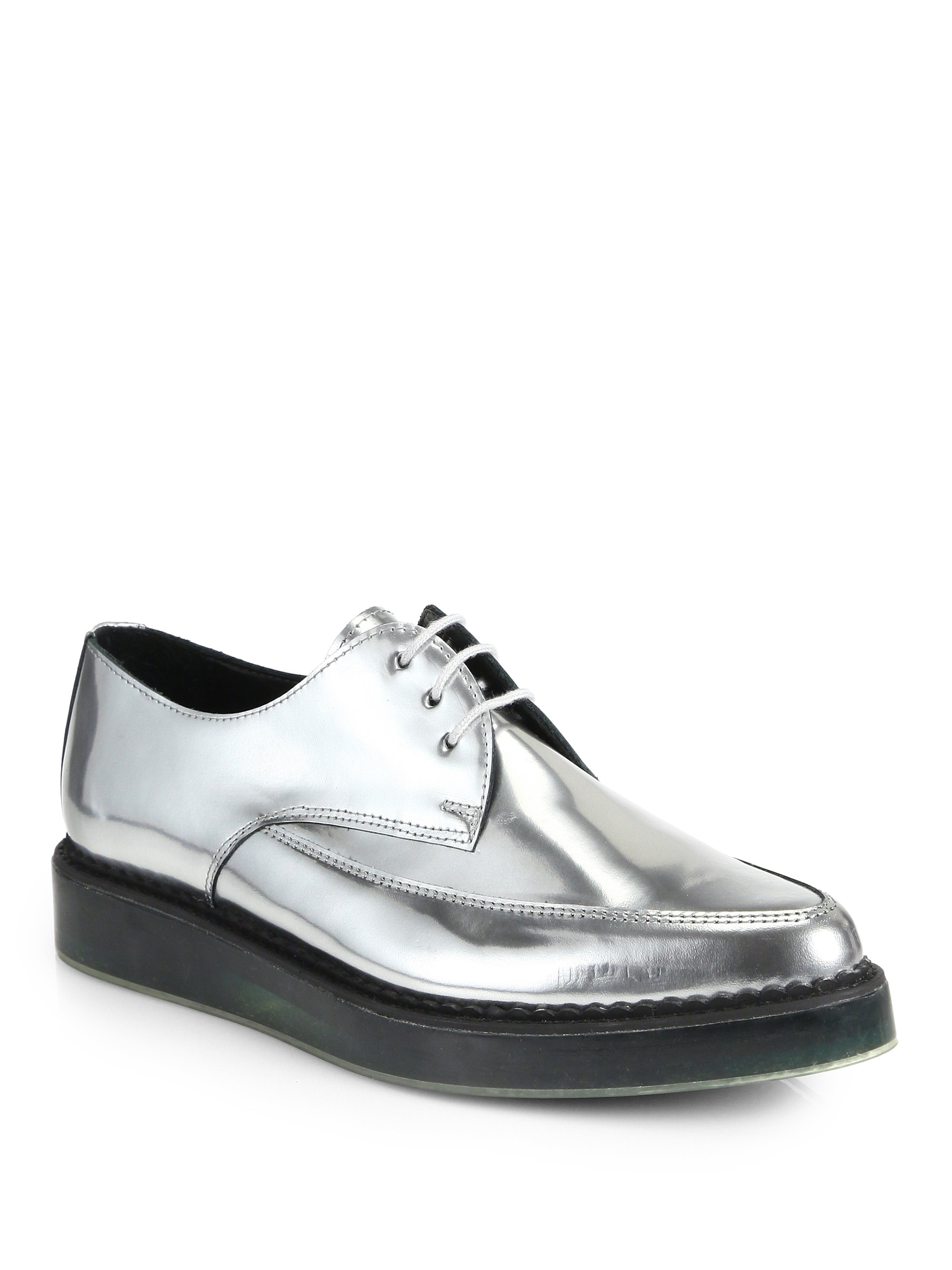 Diesel Kalling Leather Lace Up Shoes In Silver Metallic For Men Lyst