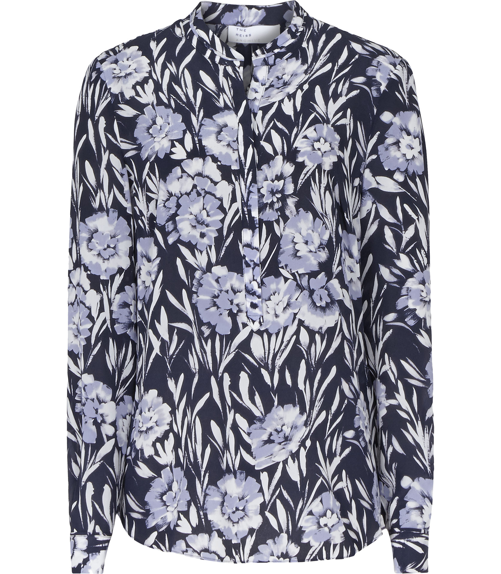 Reiss Chico Floral Print Silk Blouse in Gray - Lyst