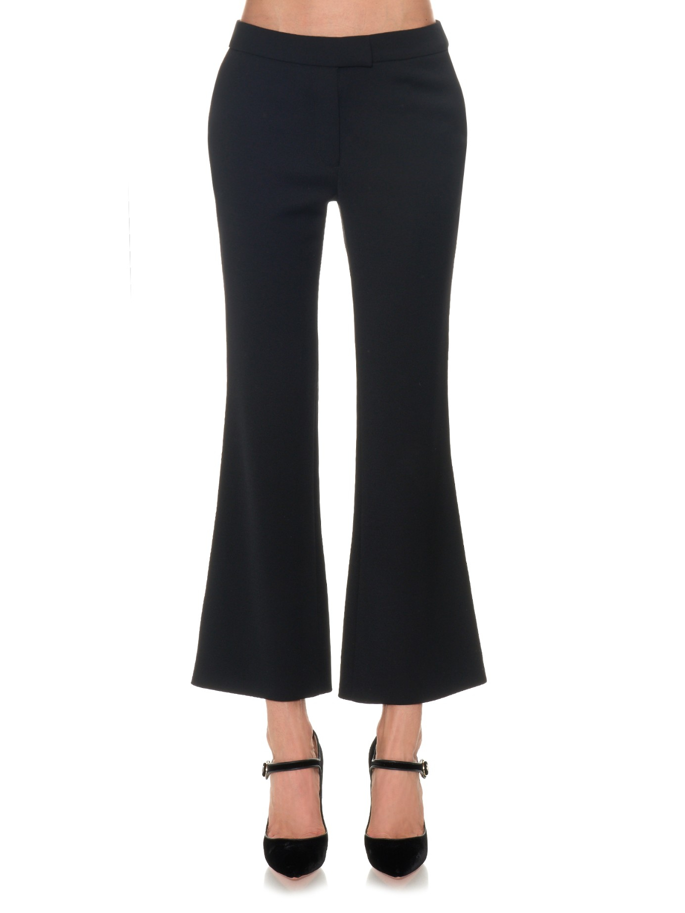 cropped kick flare trousers