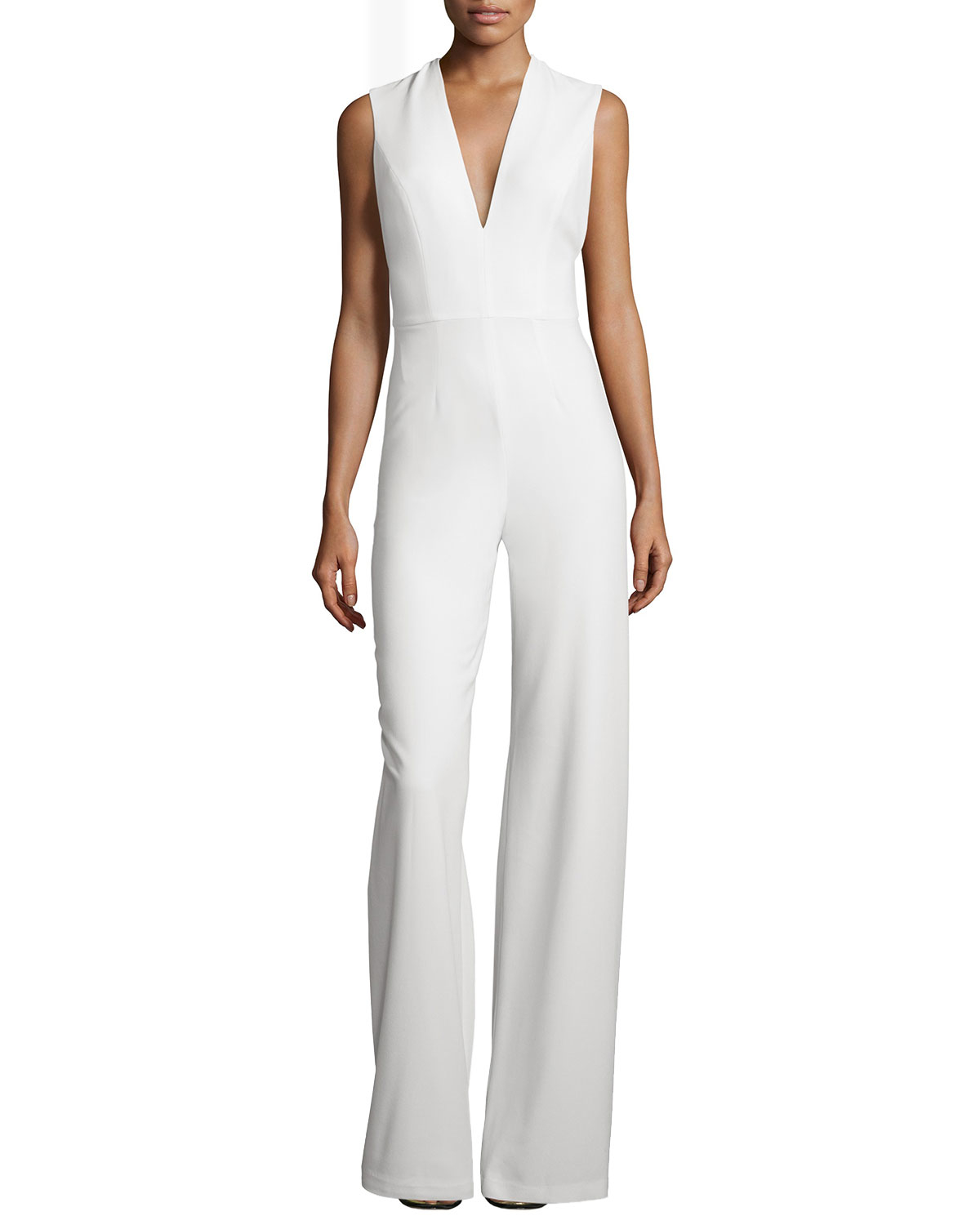 Lyst - Alexis Amadeo Sleeveless V-neck Jumpsuit With Cape in White