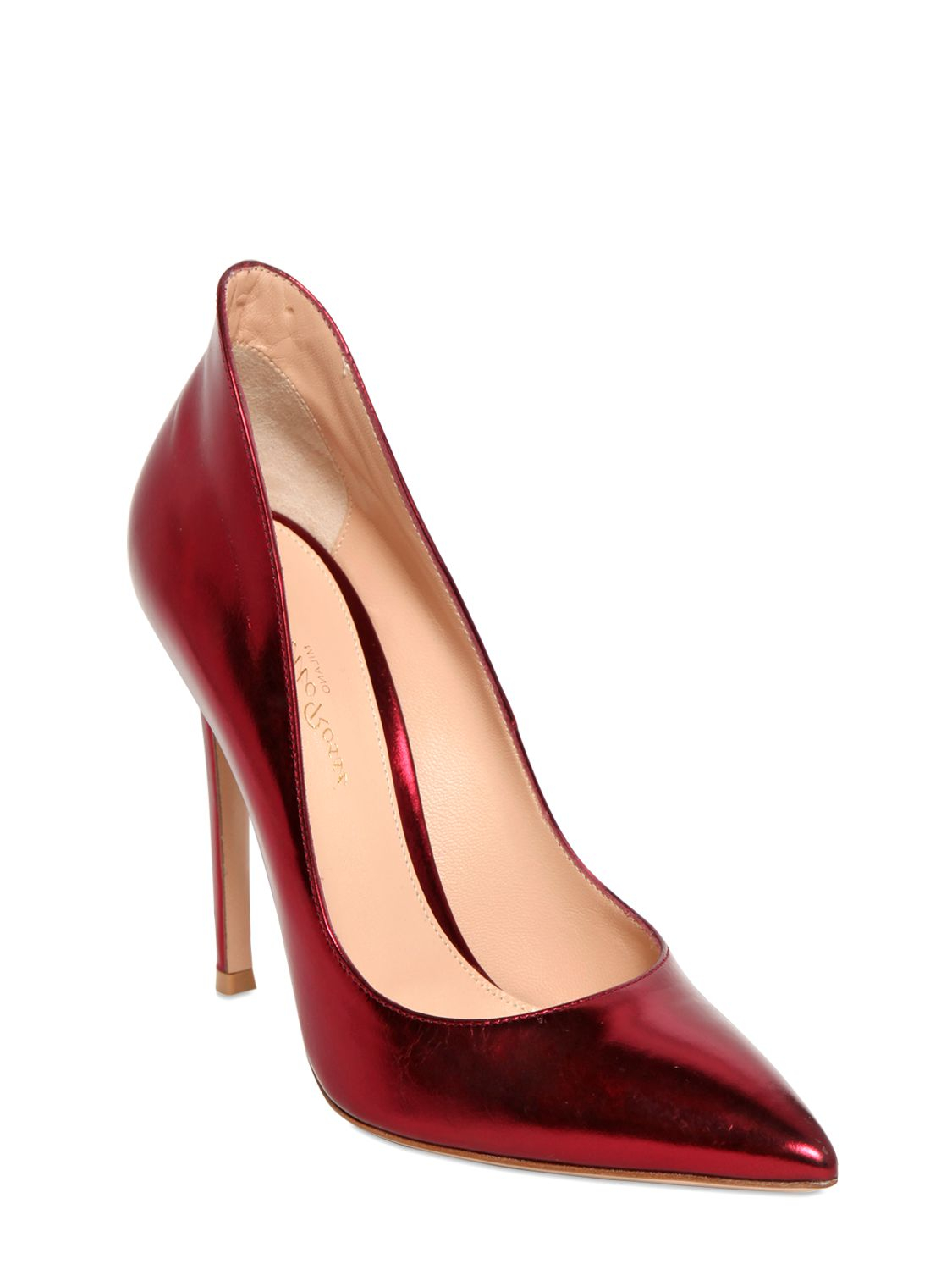 Gianvito Rossi 100mm Metallic Leather Pumps in Red - Lyst