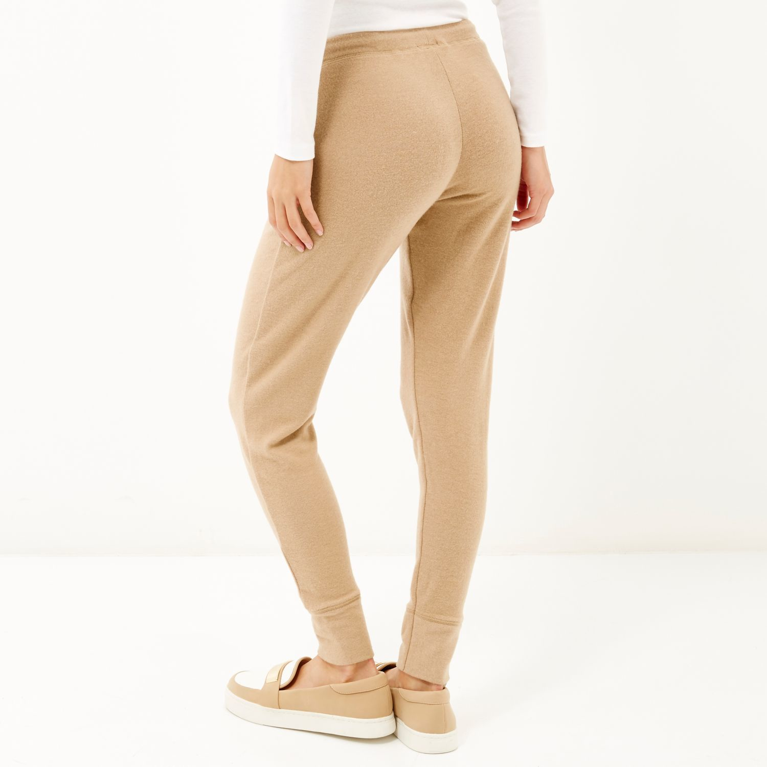 beige slim joggers