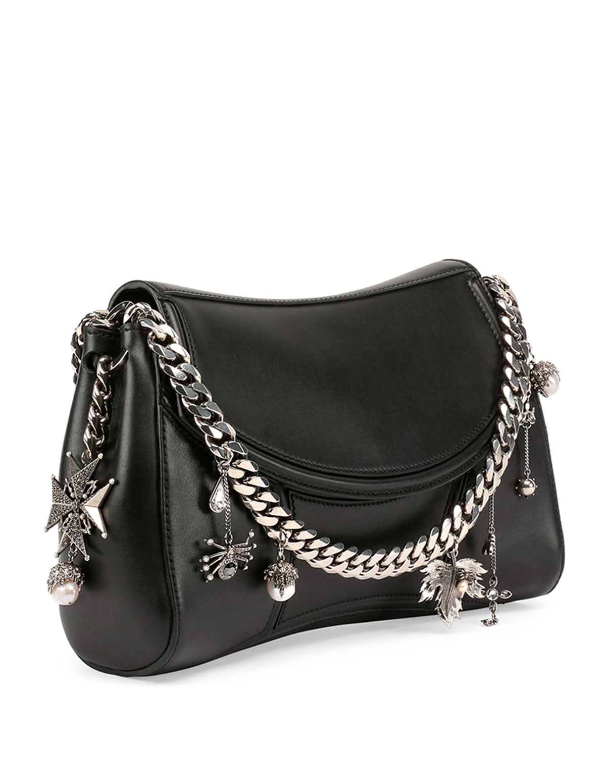 Alexander McQueen Medallion Leather Chain-strap Shoulder Bag in Black - Lyst