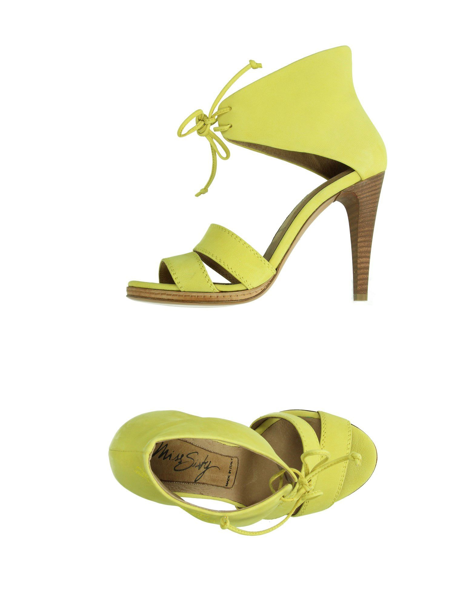 Miss Sixty Leather Sandals in Yellow | Lyst