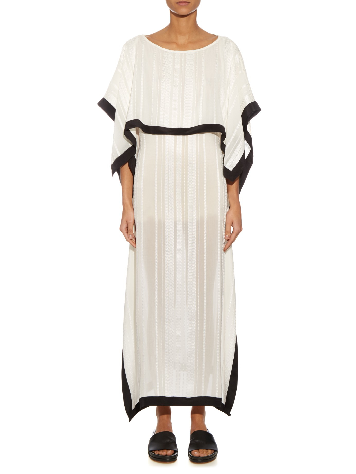 Zeus+Dione Ammos Stripe-jacquard Silk Dress in White - Lyst