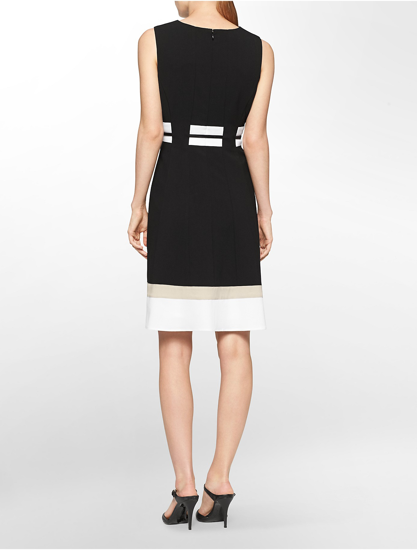 calvin klein colorblock fit and flare dress