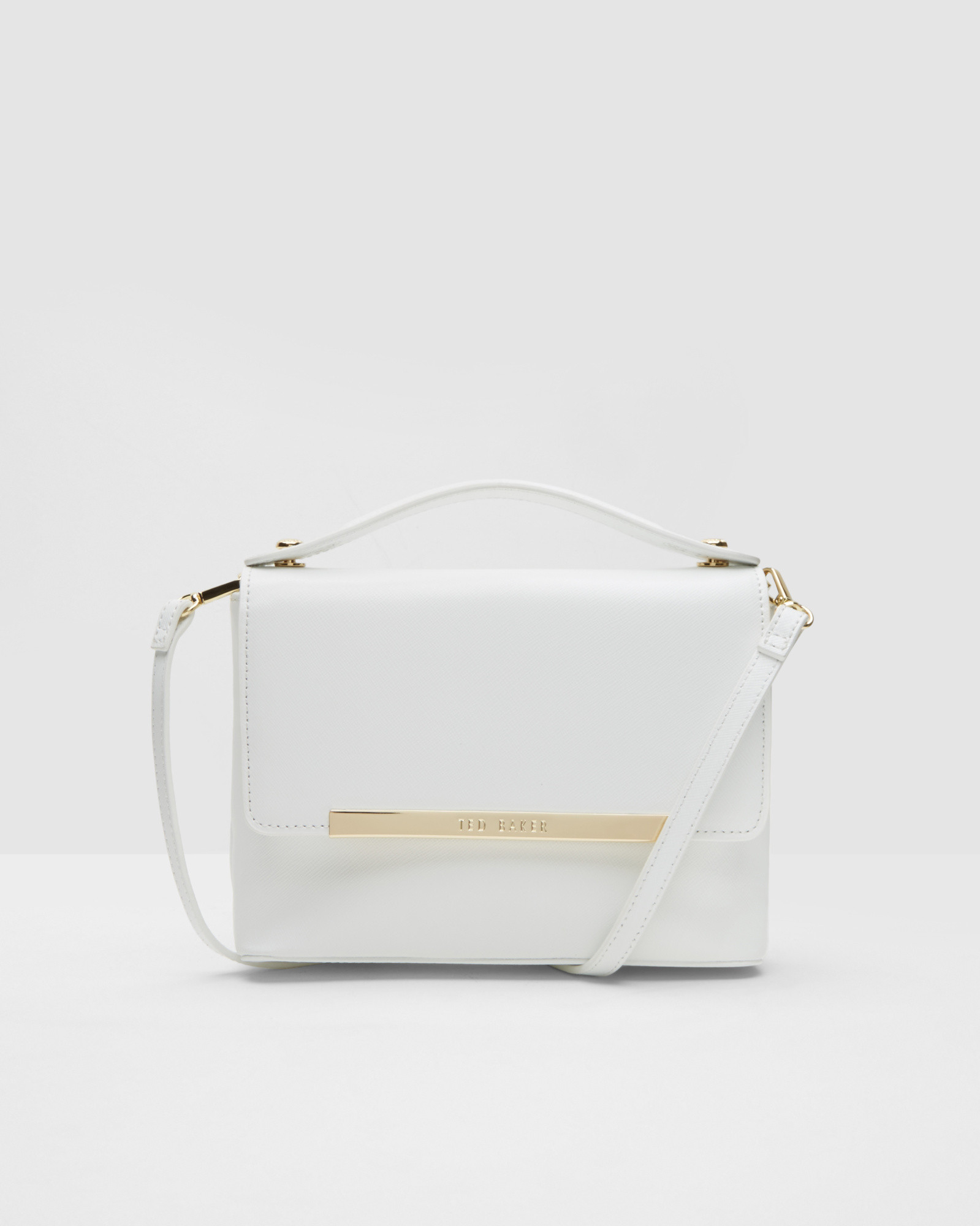 Ted Baker Top Handle Leather Clutch Bag in White | Lyst