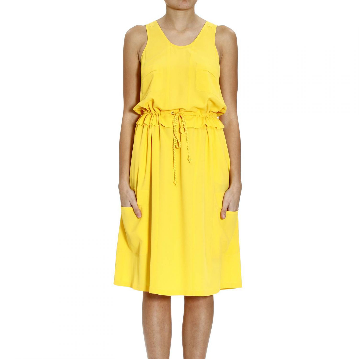 Lyst M missoni Silk Sleeveless Dress With Coulice in Yellow