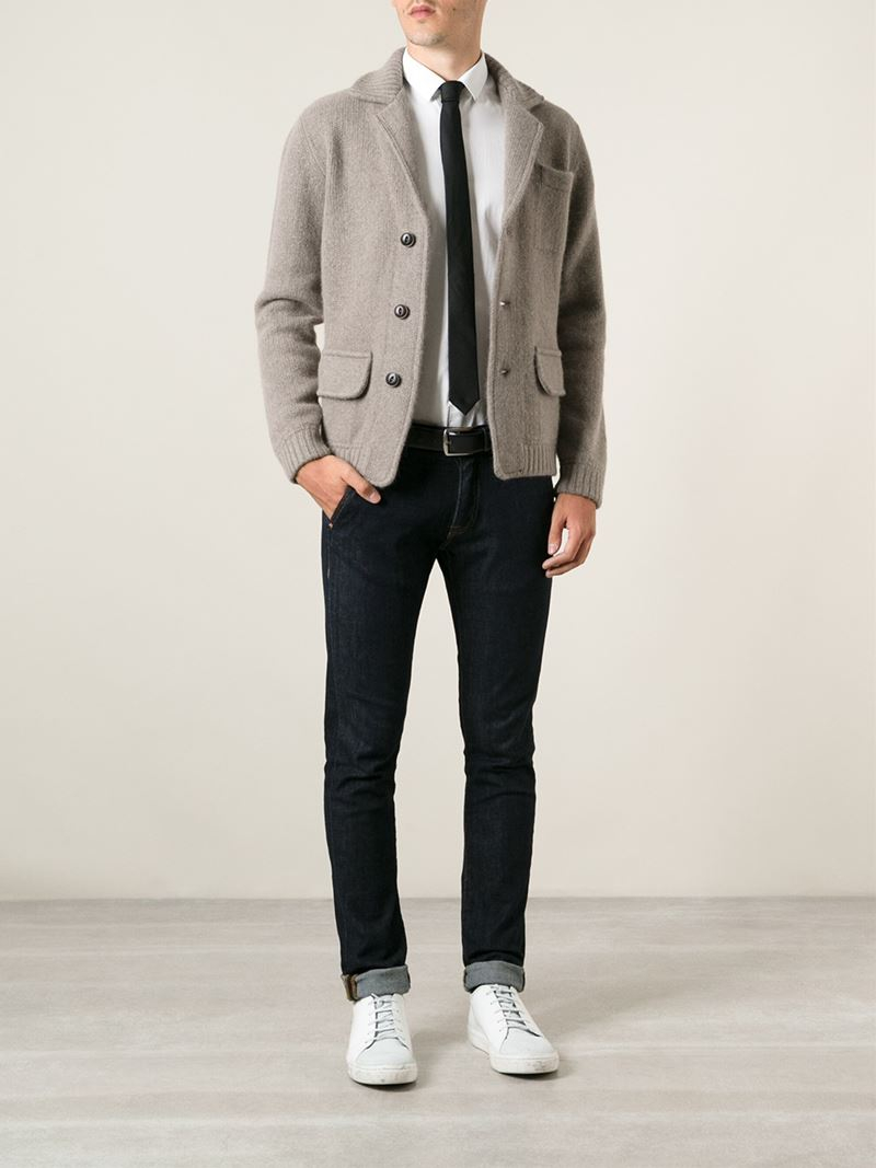 Zanone Blazer Cardigan in Grey (Gray) for Men Lyst