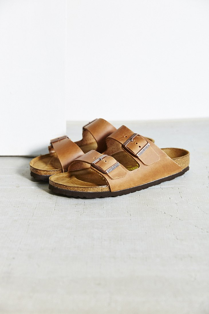 Birkenstock Antique Brown Leather Arizona Slide Sandal | Lyst Canada