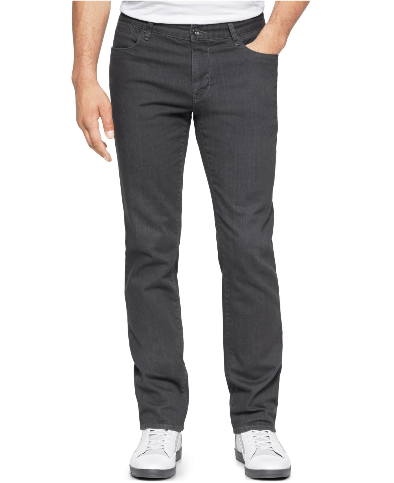 Calvin klein 5-pocket Grey Slim Fit Straight Leg Pants in Gray for Men ...