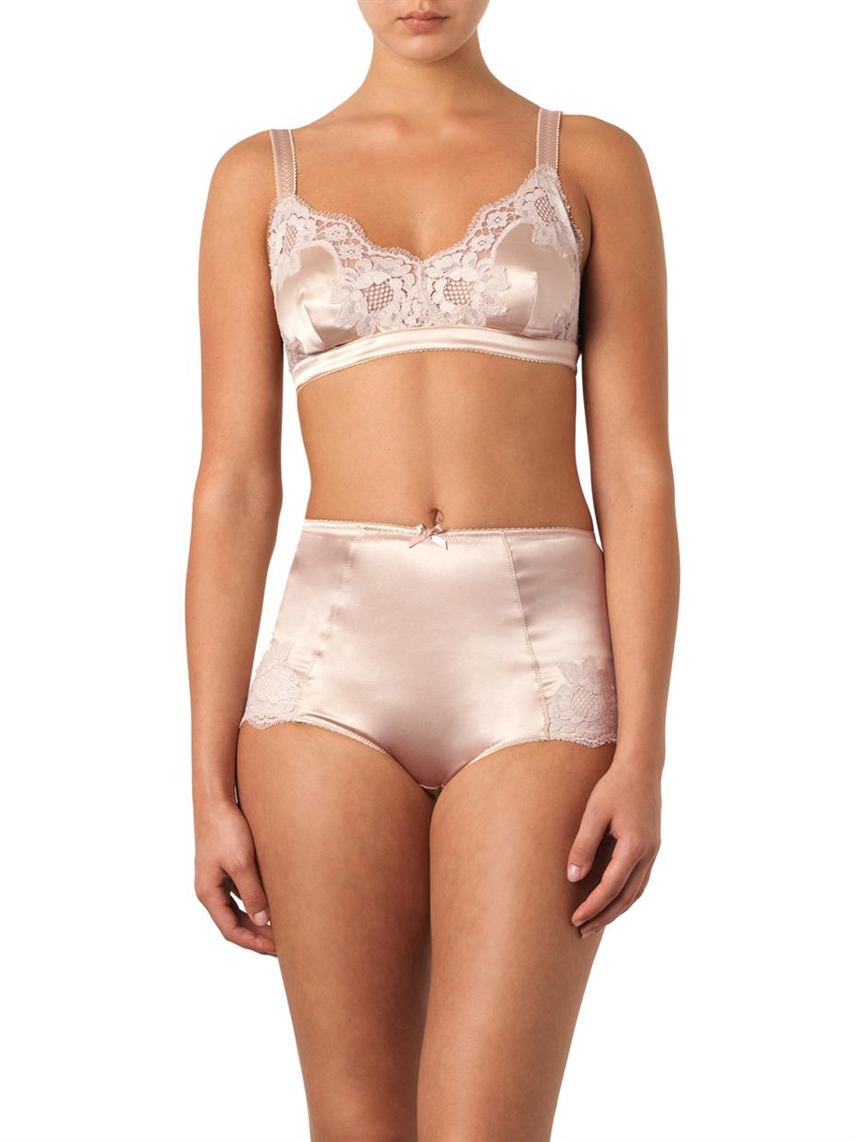Dolce & Gabbana Lace And Satin Soft-Cup Bra in Natural - Lyst