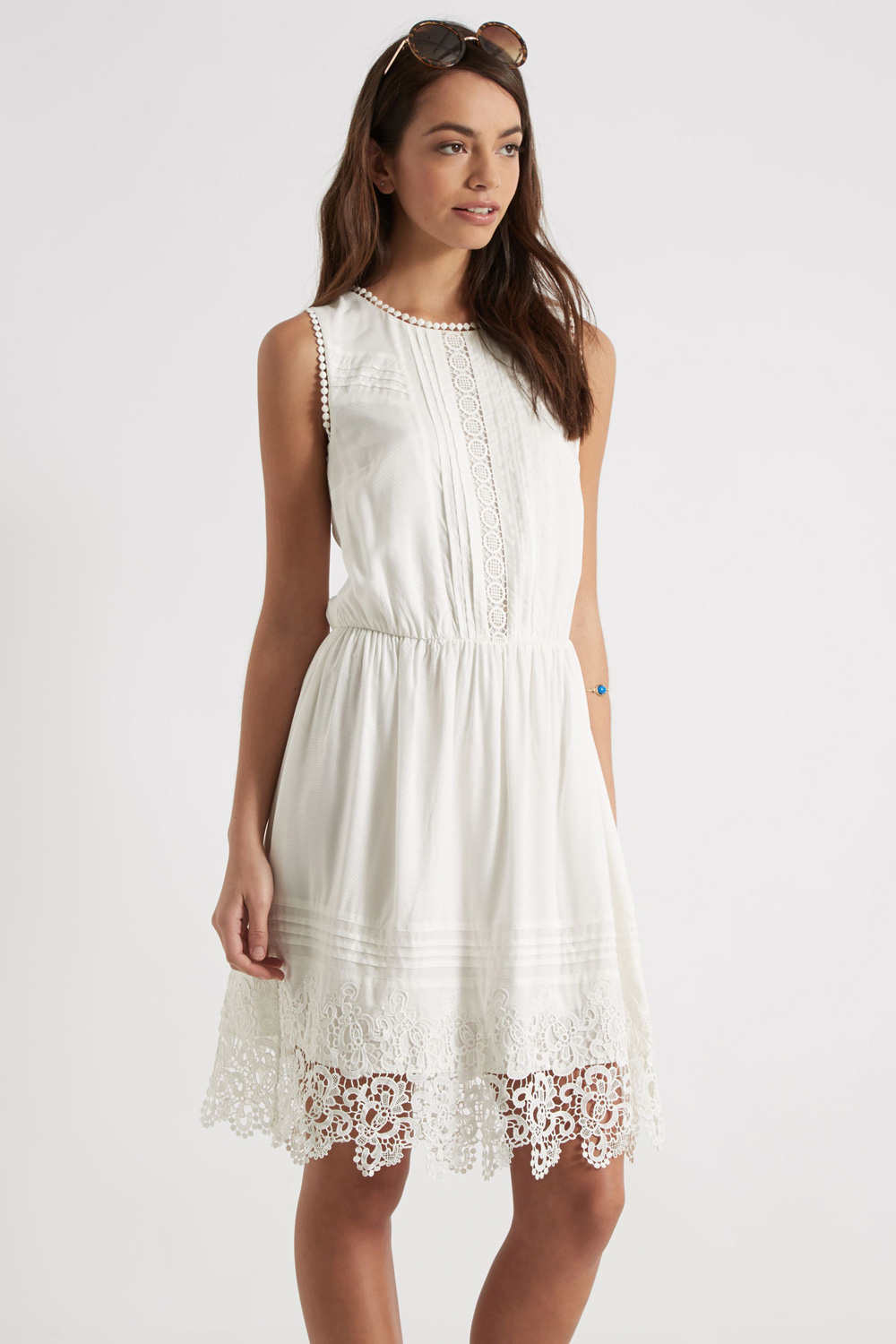 Oasis Dobby Peasant Dress in White Lyst