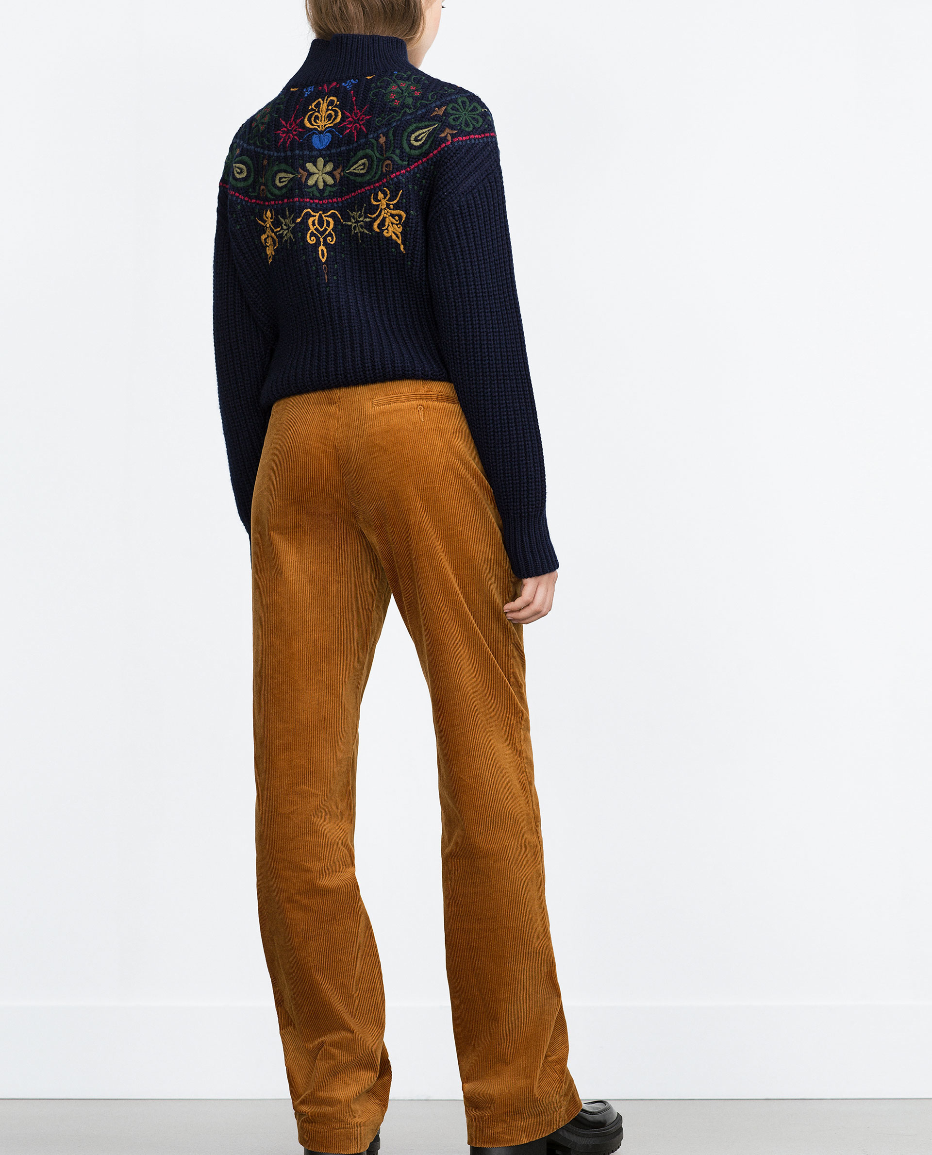 Zara Wide-leg Corduroy Trousers in Brown | Lyst