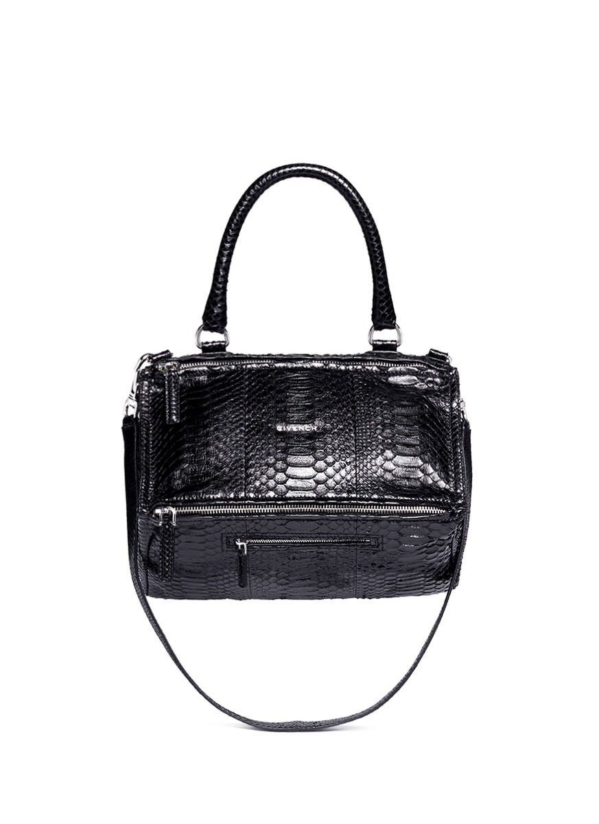 Givenchy 'pandora' Medium Python Leather Bag in Black | Lyst