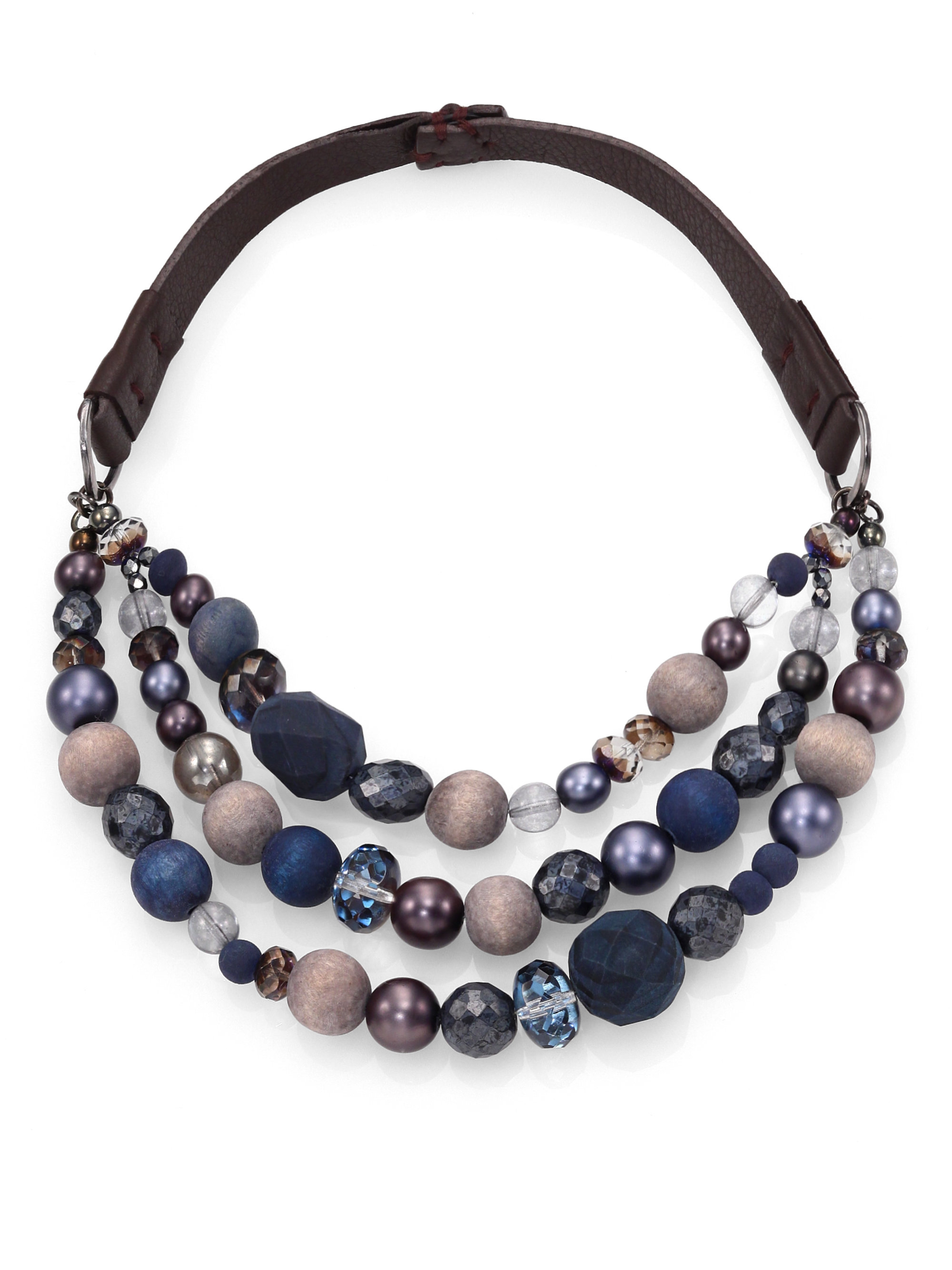 Lyst - Peserico Beaded Necklace in Blue