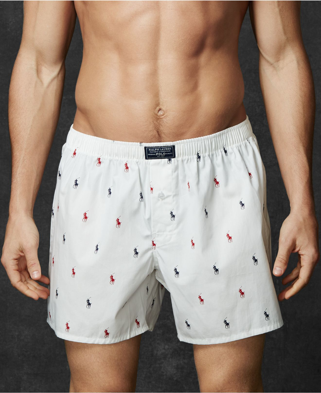 Polo Ralph Lauren Allover Pony Player Boxers in White Red Navy (White ...