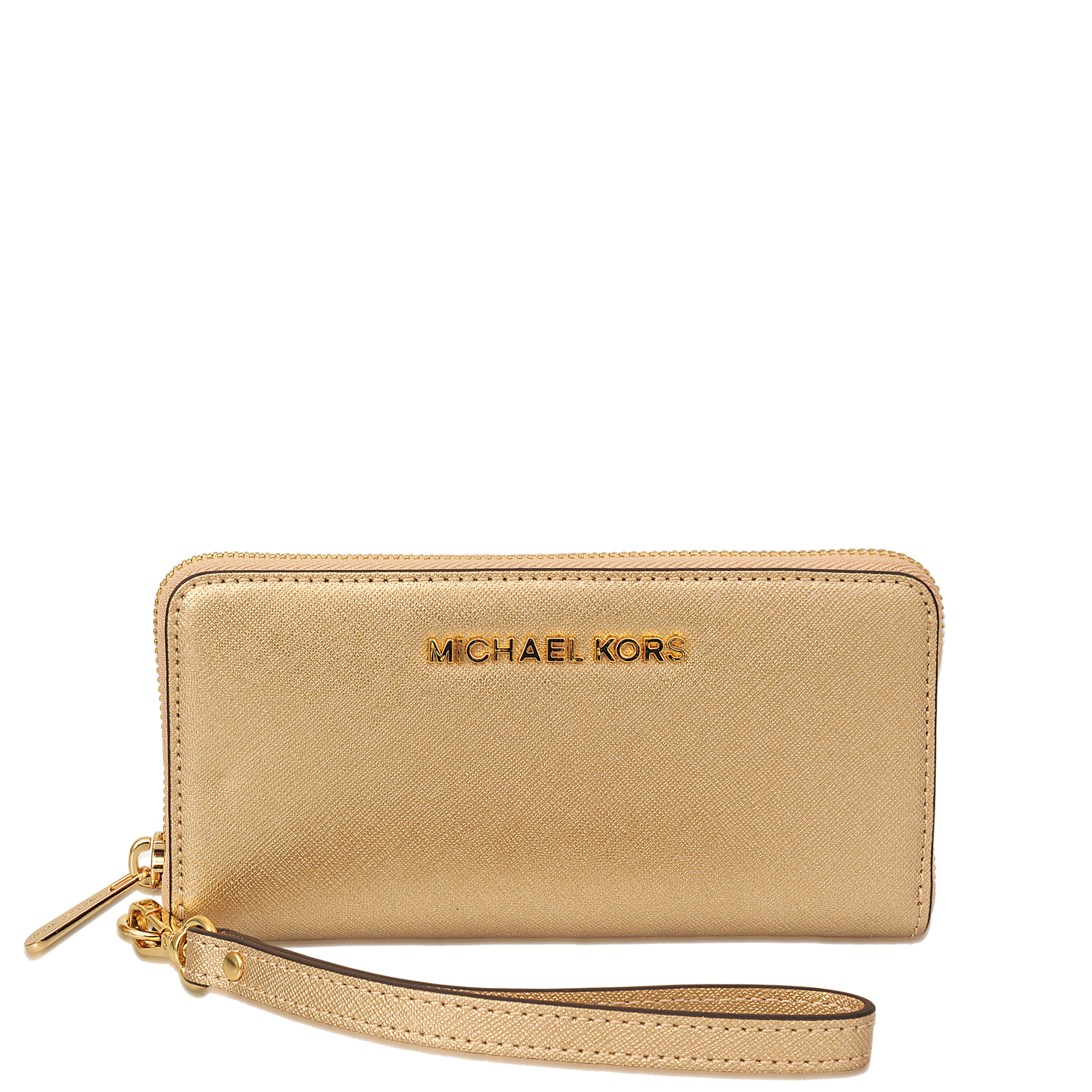 Michael kors Jet Set Lg Coin Phone Case Wallet in Gold | Lyst