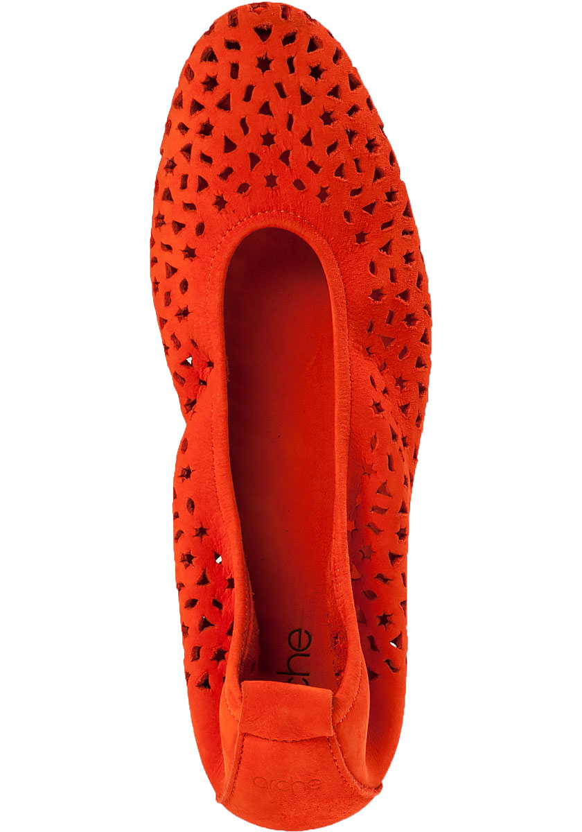 Arche Lilly Perforated-Suede Ballet Flats in Orange Suede (Orange) - Lyst