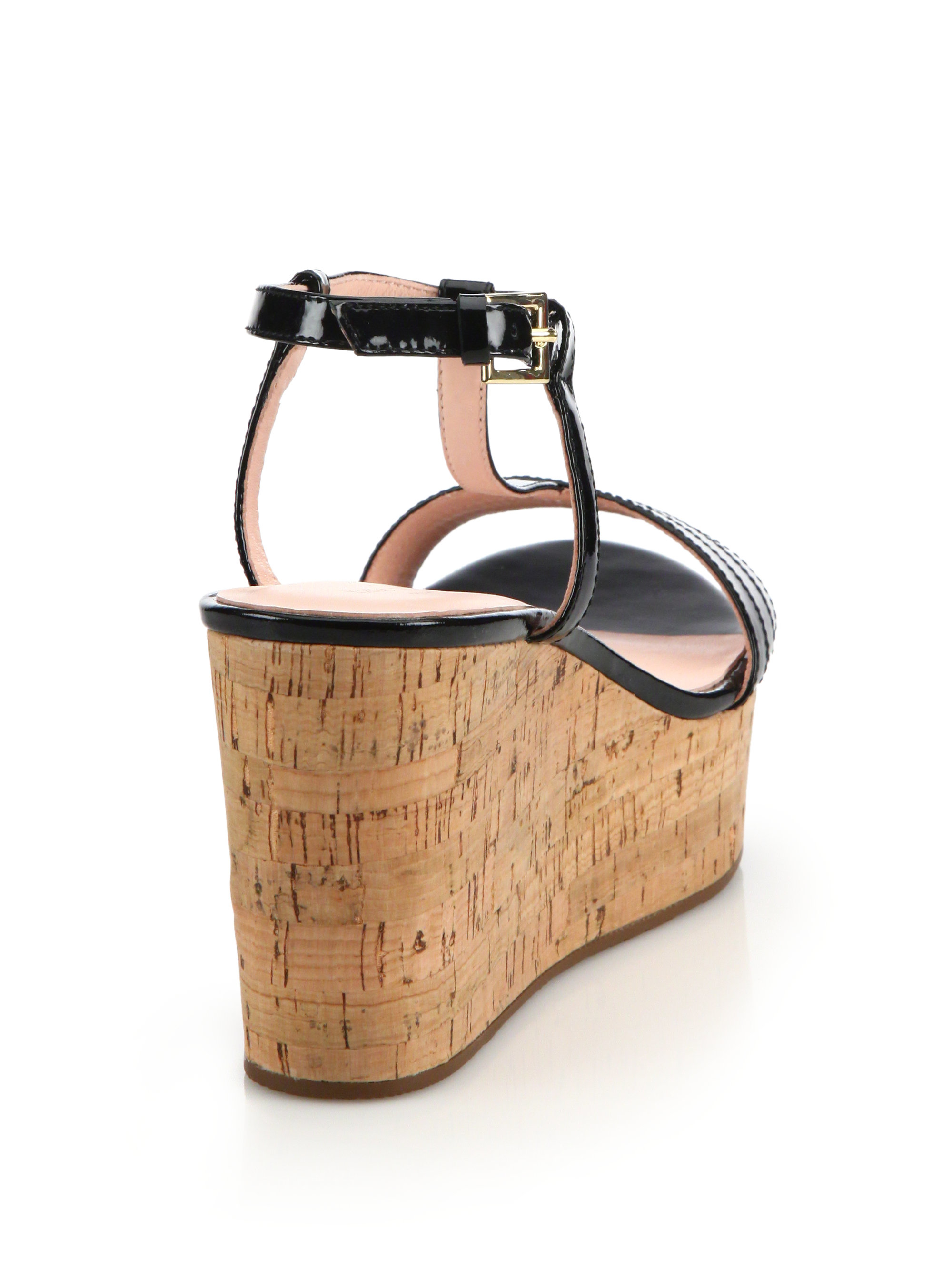 Kate Spade Tallin Cork Platform Wedge Sandals in Black | Lyst