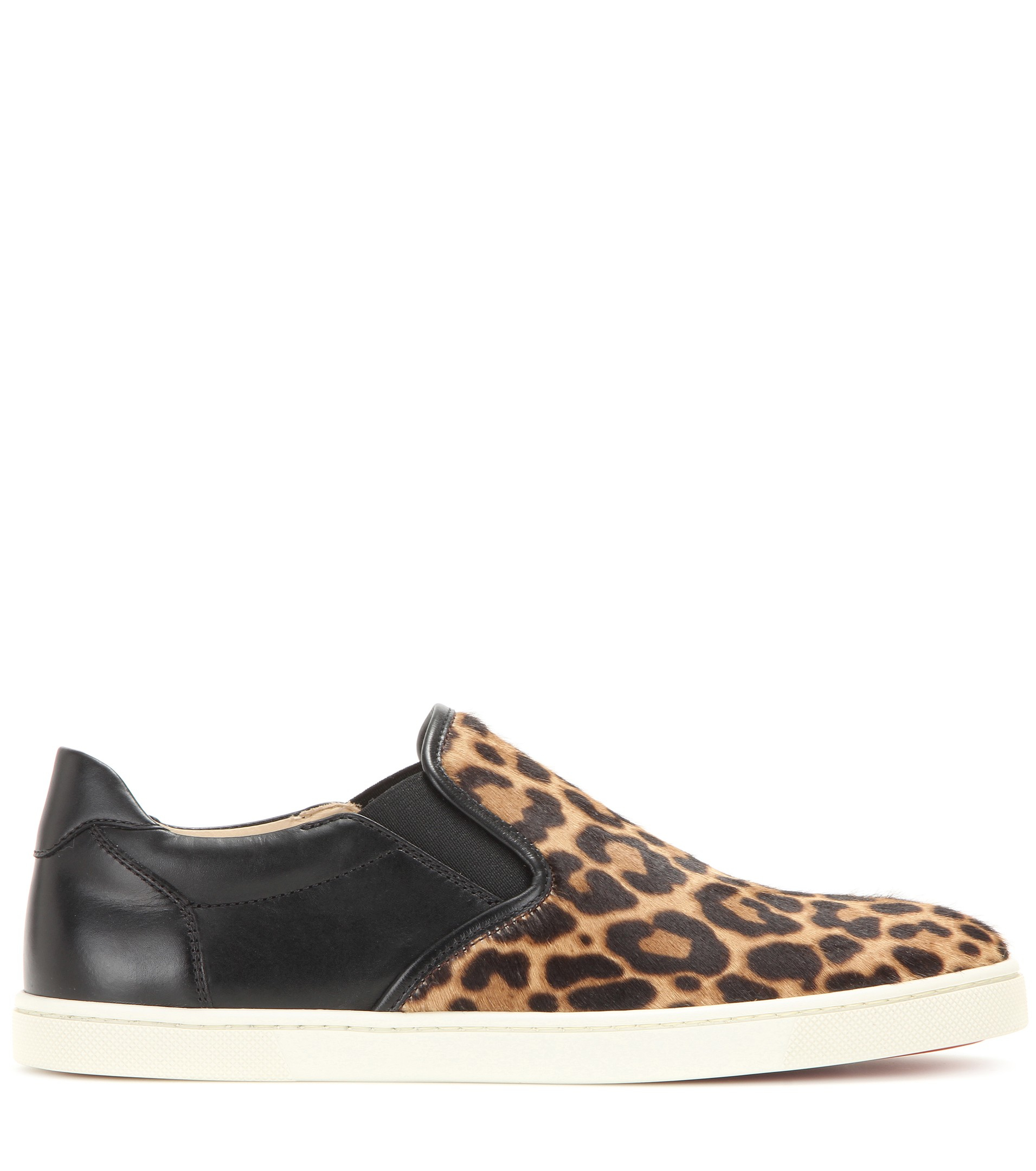 mens black studded loafers - Christian louboutin Master Key Printed Calf Hair And Leather Slip ...
