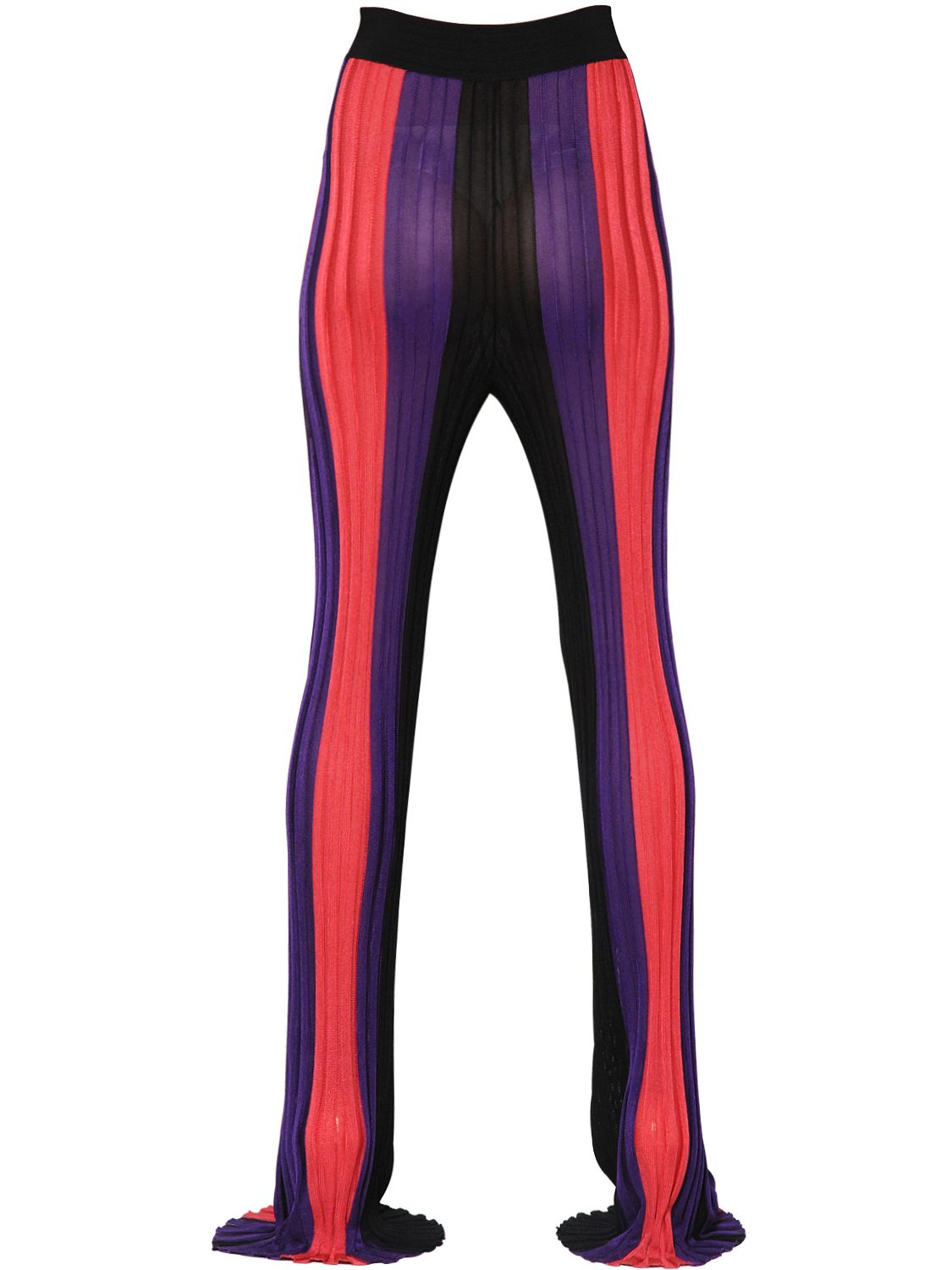 balmain striped high waisted flare pants