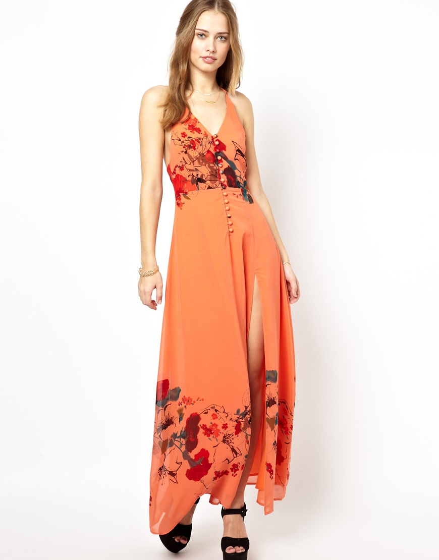 orange floral maxi dress
