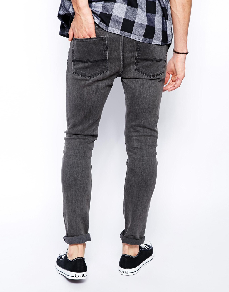 ASOS Super Skinny Jeans In Dark Grey Wash in Gray for Men | Lyst