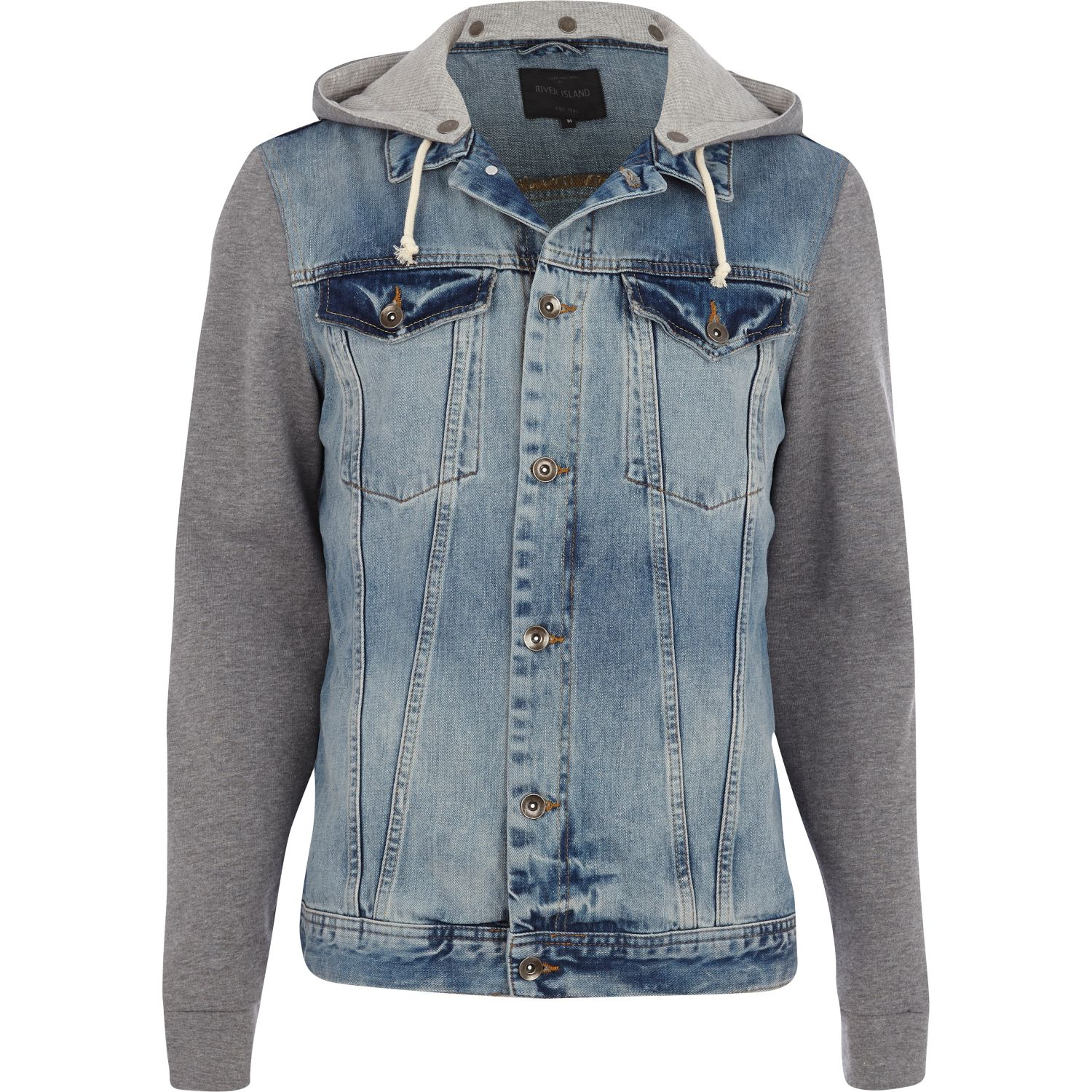 river island mens black denim jacket