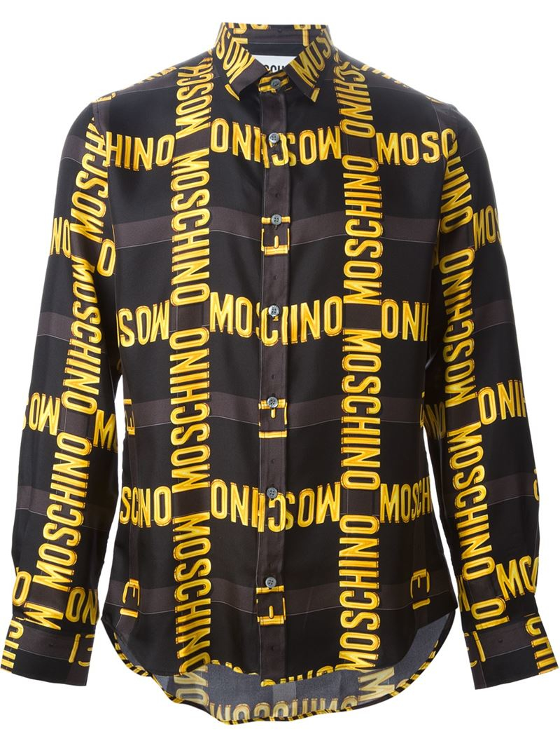Moschino Logo Plaque Print Shirt in Yellow for Men | Lyst