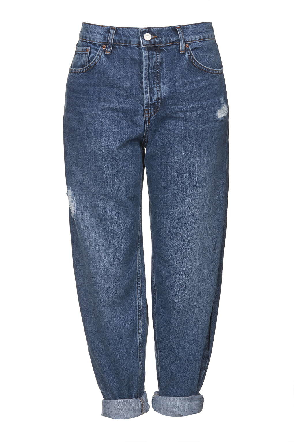 Topshop Moto Oversized Boyfriend Jeans in Blue (MID BLUE) | Lyst