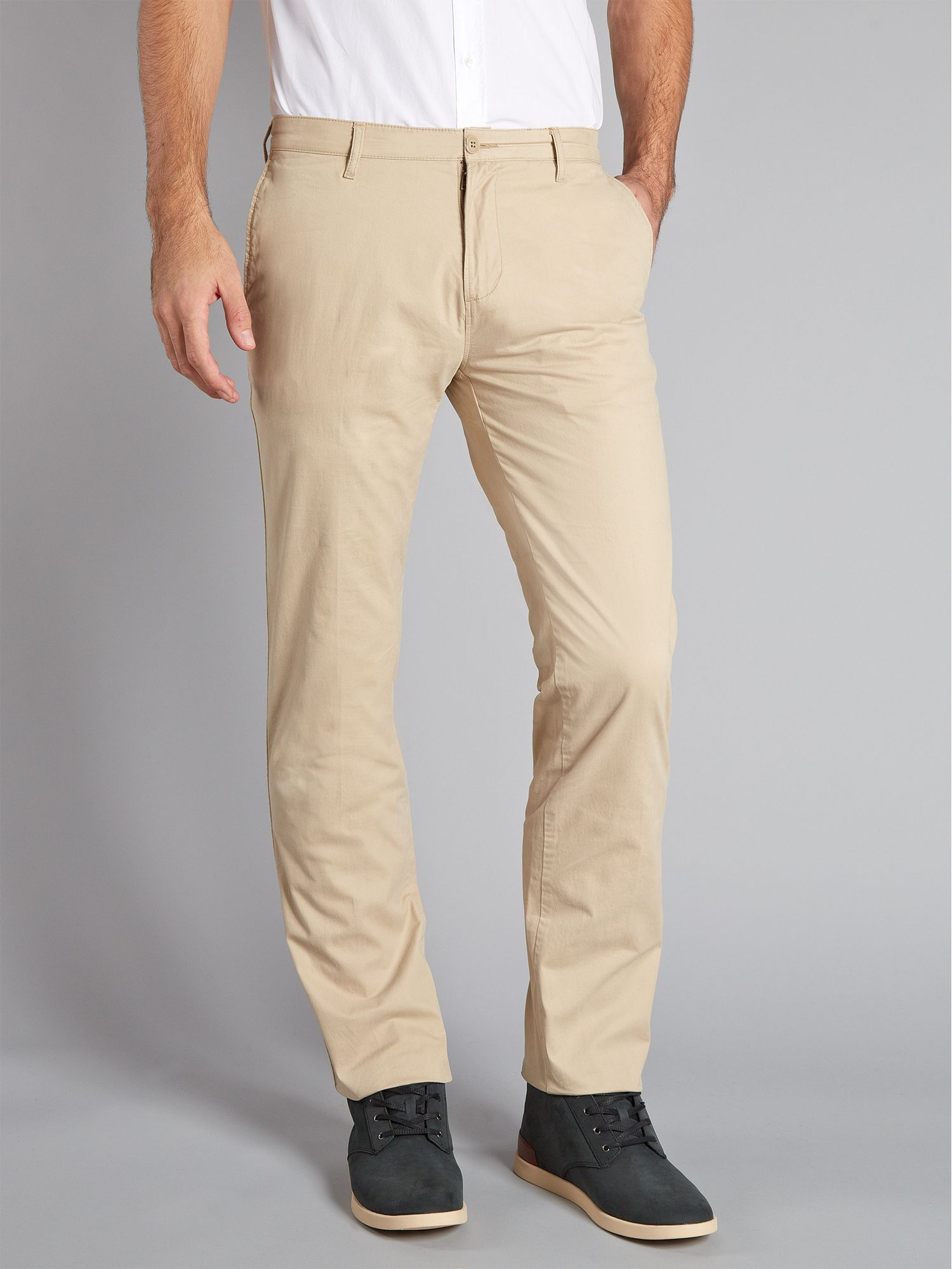 Lacoste Slim Fit Cotton Trousers in Natural for Men | Lyst