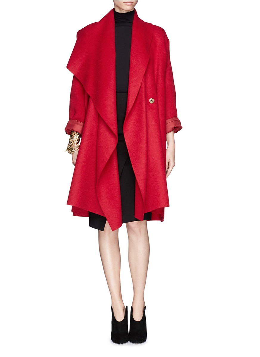 Lanvin Woolmohair Wrap Coat in Red Lyst
