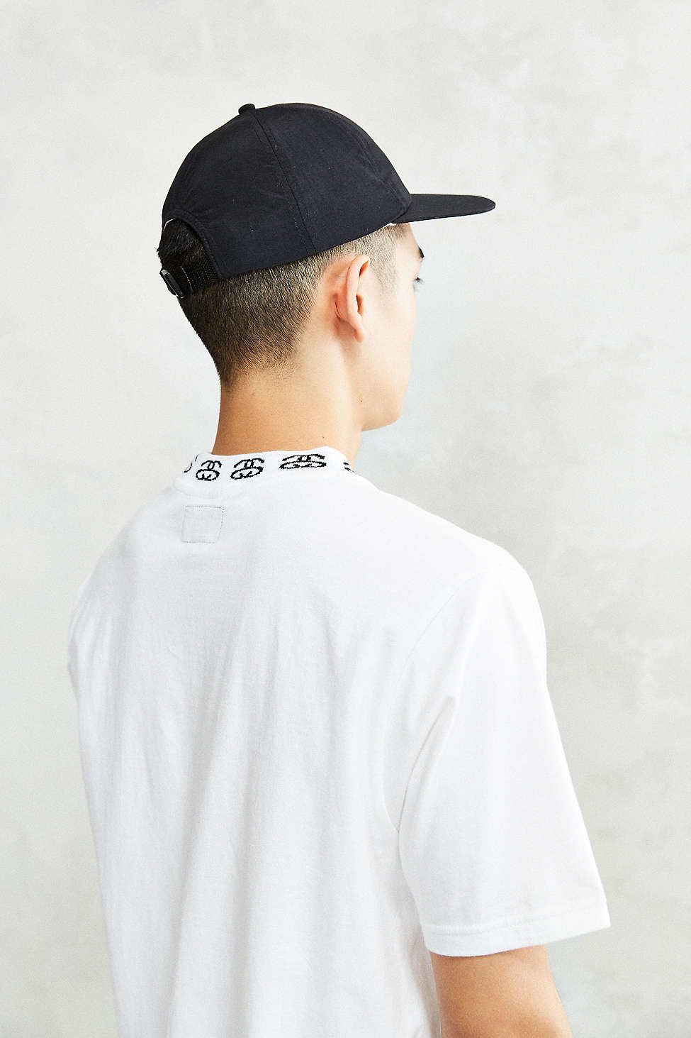 white collar with crew neck