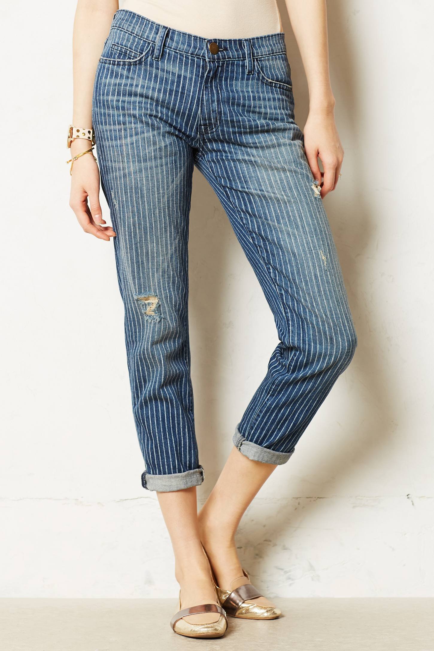Current/elliott Fling Pin-striped Jeans in Blue | Lyst