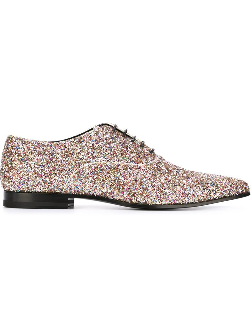 Saint Laurent Glitter Embellished Oxford Shoes for Men | Lyst