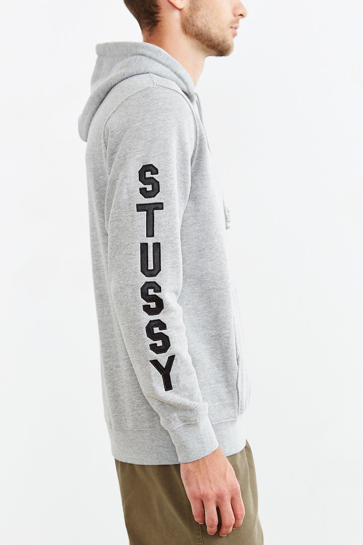 Stussy Cotton Pullover Hoodie Sweatshirt In Grey Gray