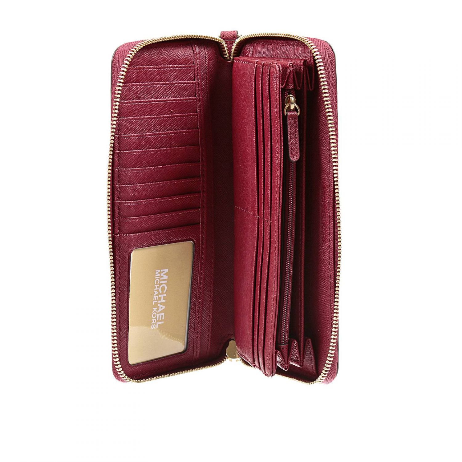 Michael Kors Women's Leather Zip Up Wallet Red Size L