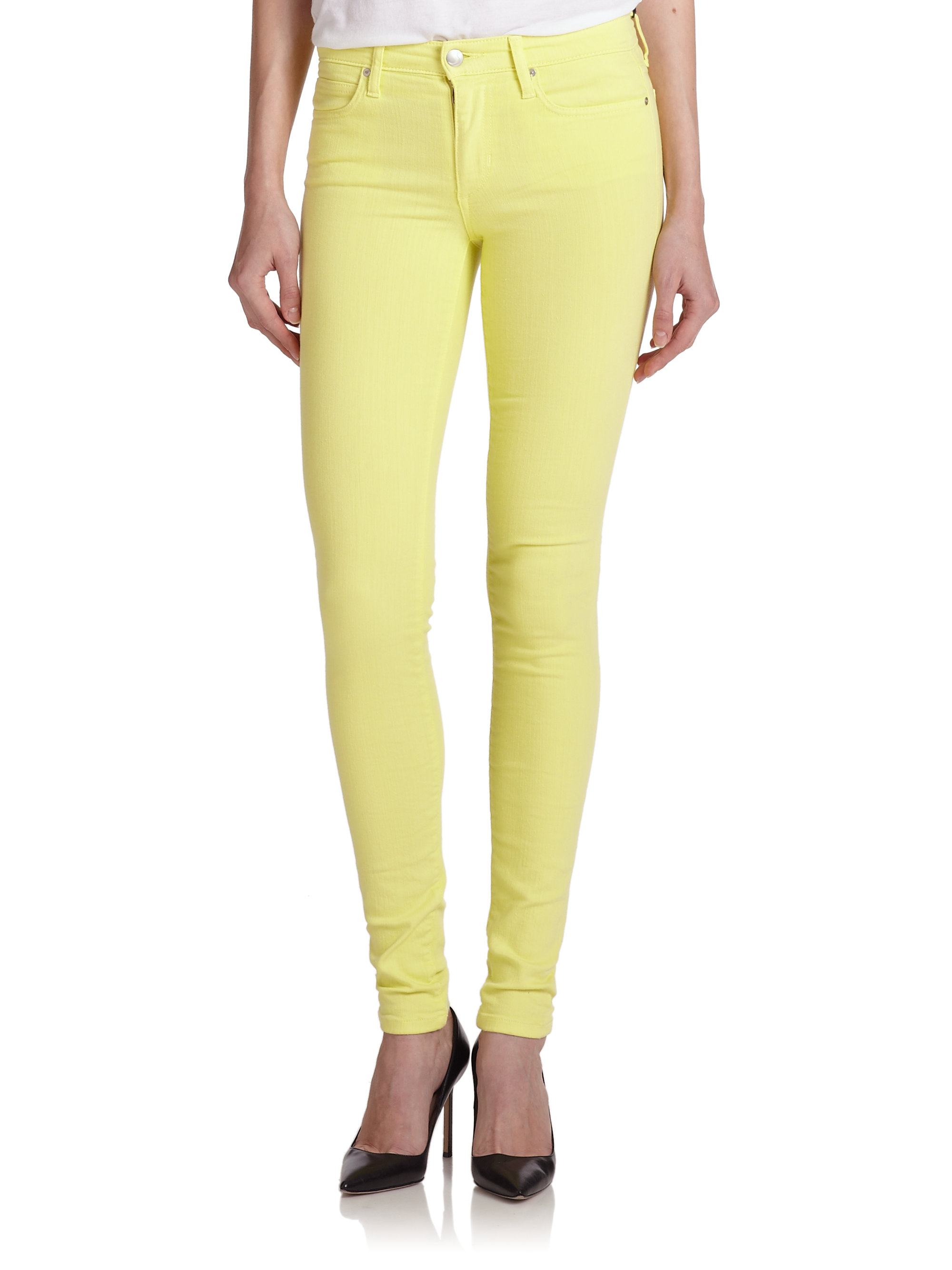 jeans with yellow side stripe