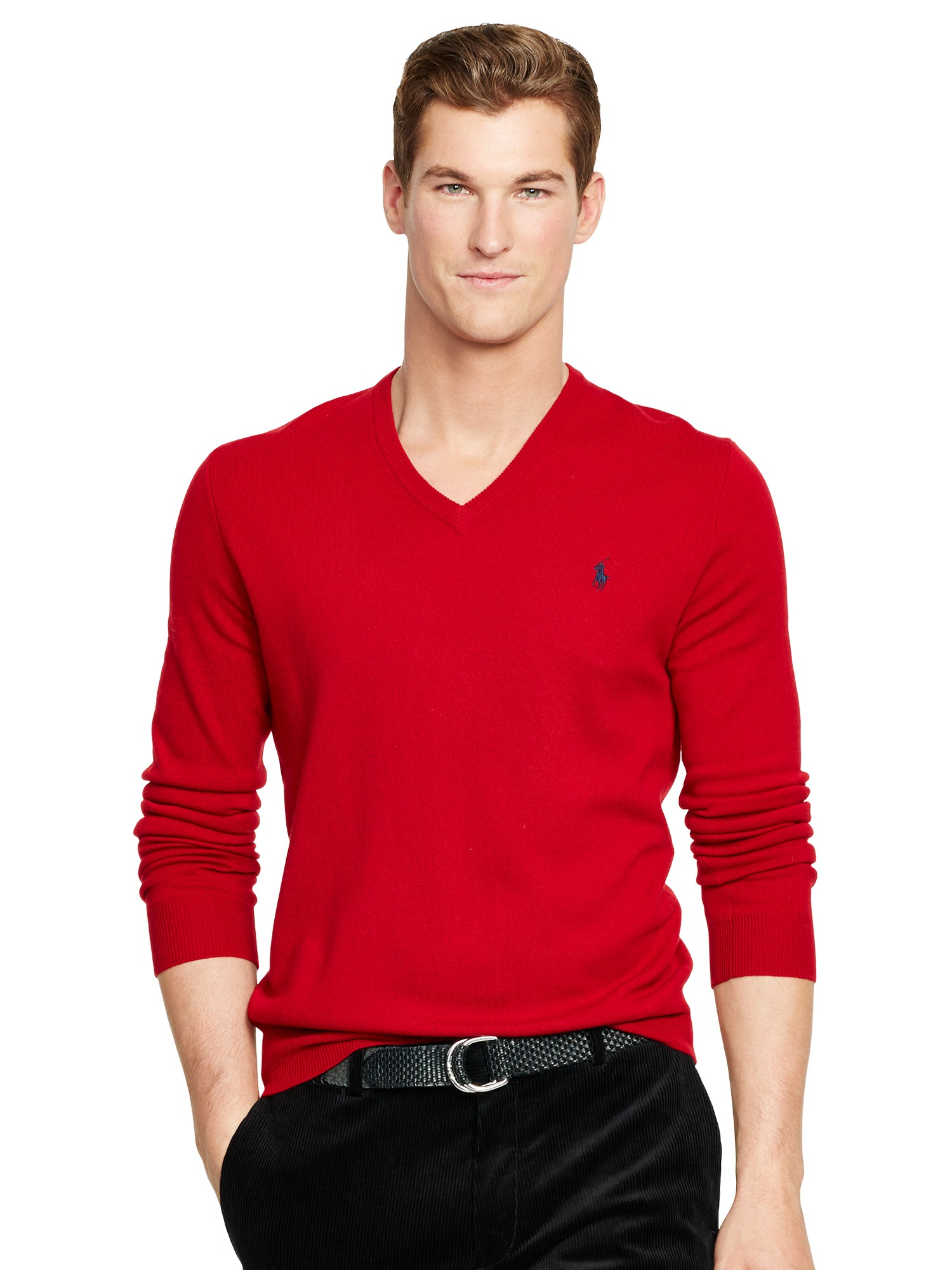 v neck red jumper mens