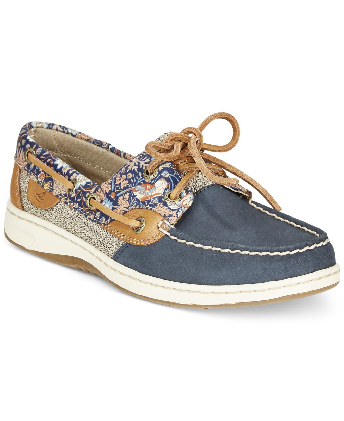 Sperry Top-Sider Women's Bluefish Linen Oat Boat Shoes in Navy (Brown ...